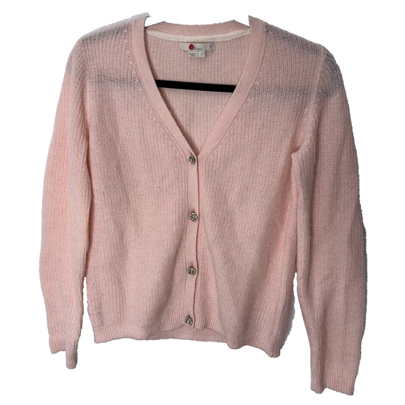 Boden Cardigan Sweater Womens Sz Small Blush Pink Maggie Rhinestone Knit V Neck - Picture 1 of 10